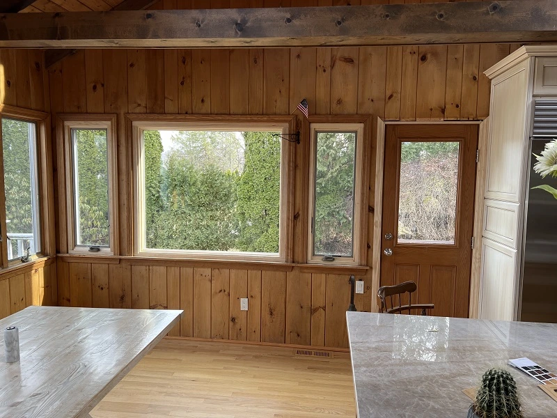 Andersen 400 Series windows with clear pine interior